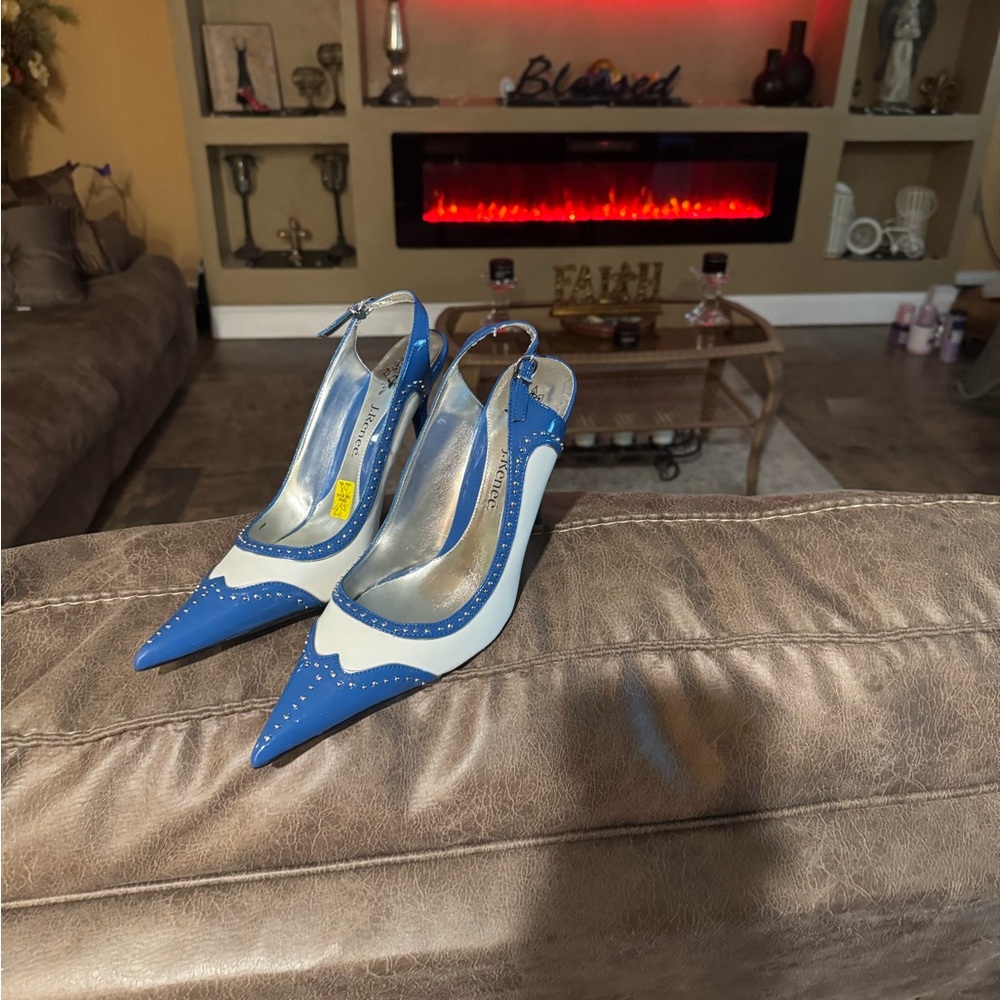 J.Renee White and Blue Nappa Heels - Picture 4 of 5